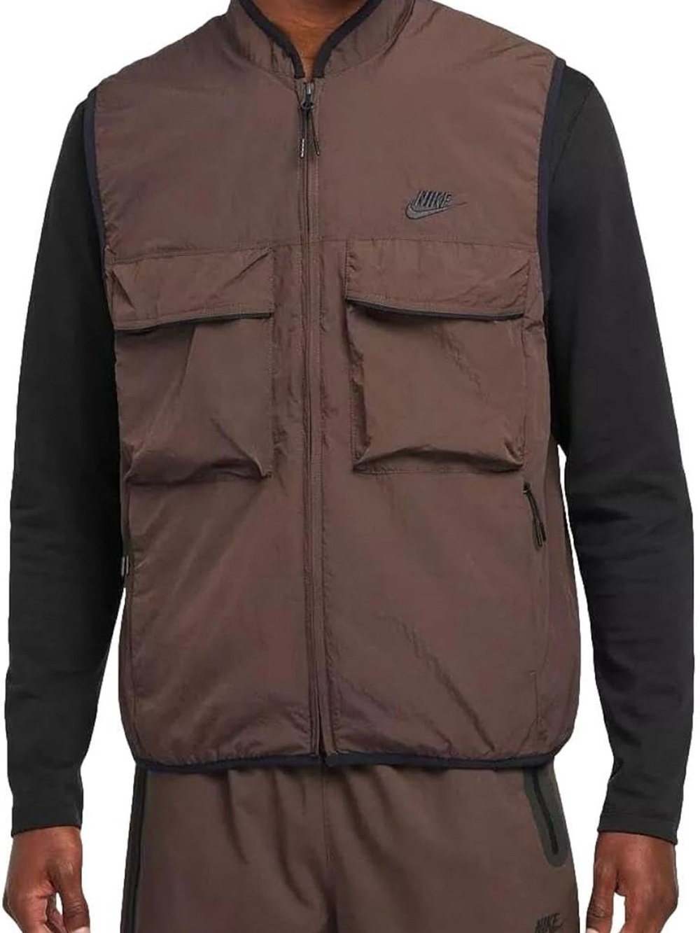 Nike Men's Chocolate Brown Utility Vest with Black Trim